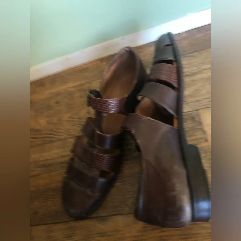 Et Wright Leather Dual Loafer Mens 13 B Brown Italy Shoes Sandals Vintage Classy